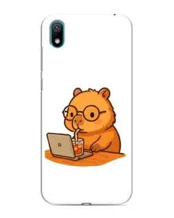 Чехол для Huawei Y5 2019 с картинкой «Капибара с ноутбуком»