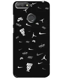 Чехол для Huawei Y6 Prime 2018 с картинкой «Nike Black Pattern»