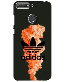 Чехол для Huawei Y6 Prime 2018 с картинкой «Оранжевый дым Adidas»