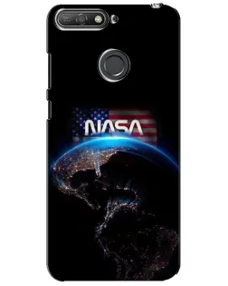 Чехол для Huawei Y6 Prime 2018 с картинкой «Земля из космоса NASA»
