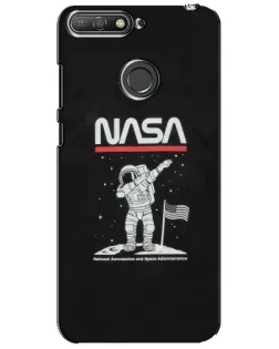Чехол для Huawei Y6 Prime 2018 с картинкой «NASA — шагаем по Луне»