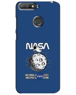 Чехол для Huawei Y6 Prime 2018 с картинкой «NASA — лунная миссия»