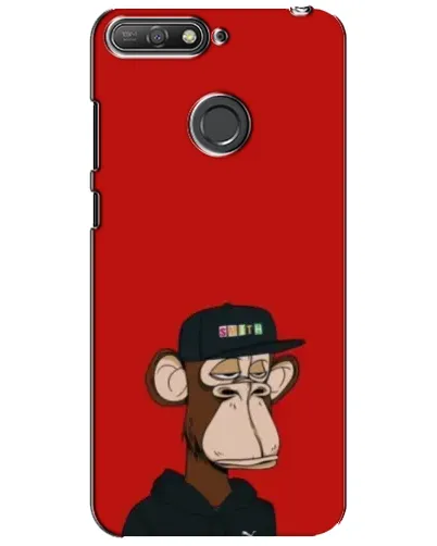 Чехол для Huawei Y6 Prime 2018 с картинкой «Bored Ape — красный фон»