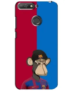 Чехол для Huawei Y6 Prime 2018 с картинкой «Bored Ape — фанат Барсы»