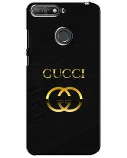 Чехол для Huawei Y6 Prime 2018 с картинкой «Золотой логотип Gucci»
