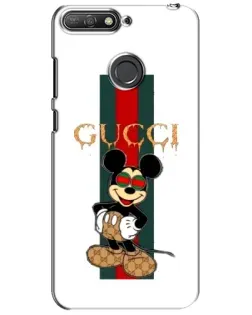 Чехол для Huawei Y6 Prime 2018 с картинкой «Микки Маус Gucci — полосы»