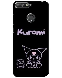 Чехол для Huawei Y6 Prime 2018 с картинкой «Kuromi — черный минимализм»