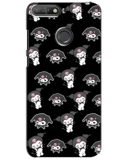 Чехол для Huawei Y6 Prime 2018 с картинкой «Черный паттерн Kuromi»