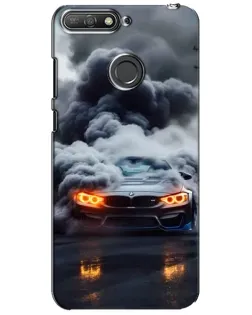 Чехол для Huawei Y6 Prime 2018 с картинкой «BMW в дыму»