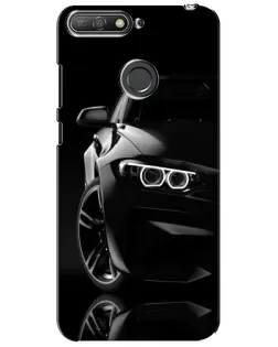 Чехол для Huawei Y6 Prime 2018 с картинкой «Черная BMW — профиль»