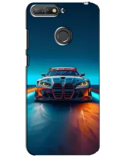 Чехол для Huawei Y6 Prime 2018 с картинкой «BMW — огни неона»