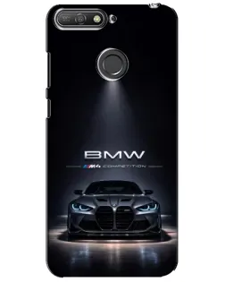 Чехол для Huawei Y6 Prime 2018 с картинкой «BMW сквозь ночной город»