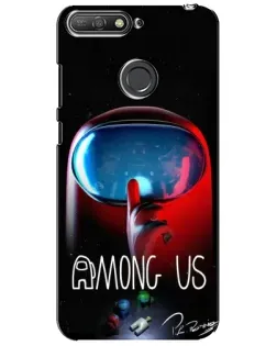 Чехол для Huawei Y6 Prime 2018 с картинкой «Красный импостер — макро»