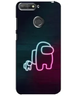 Чехол для Huawei Y6 Prime 2018 с картинкой «Among Us неон-арт»