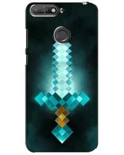 Чехол для Huawei Y6 Prime 2018 с картинкой «Алмазный меч неон»