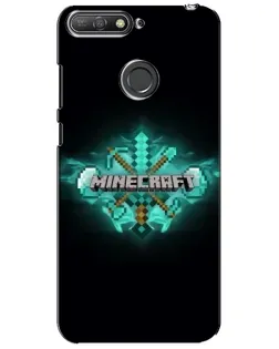 Чехол для Huawei Y6 Prime 2018 с картинкой «Minecraft Diamond лого»