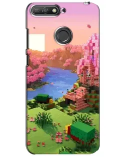 Чехол для Huawei Y6 Prime 2018 с картинкой «Розовое дерево Minecraft»