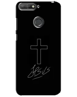 Чехол для Huawei Y6 Prime 2018 с картинкой «Графический крест Jesus»