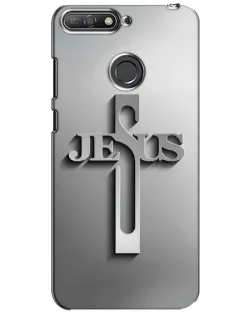 Чехол для Huawei Y6 Prime 2018 с картинкой «Металлический крест Jesus»