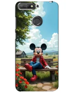 Чехол для Huawei Y6 Prime 2018 с картинкой «Микки на скамейке»