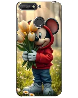 Чехол для Huawei Y6 Prime 2018 с картинкой «Микки с тюльпанами»