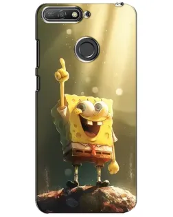 Чехол для Huawei Y6 Prime 2018 с картинкой «Сияющий Спанч Боб»