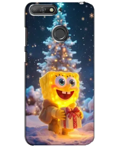 Чехол для Huawei Y6 Prime 2018 с картинкой «Рождественский Спанч Боб»
