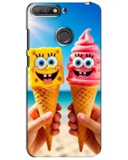 Чехол для Huawei Y6 Prime 2018 с картинкой «Спанч Боб мороженое»