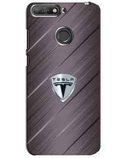 Чехол для Huawei Y6 Prime 2018 с картинкой «Металлическая текстура Tesla»