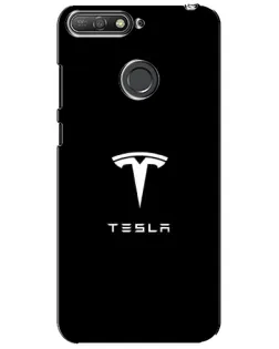Чехол для Huawei Y6 Prime 2018 с картинкой «Tesla White Logo»