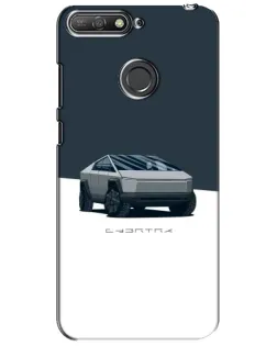 Чехол для Huawei Y6 Prime 2018 с картинкой «Серебристый Cybertruck Tesla»
