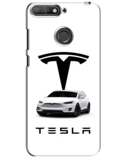 Чехол для Huawei Y6 Prime 2018 с картинкой «Tesla White Style»