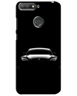 Чехол для Huawei Y6 Prime 2018 с картинкой «Фары Tesla Night»