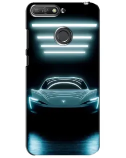 Чехол для Huawei Y6 Prime 2018 с картинкой «Tesla в неоне»
