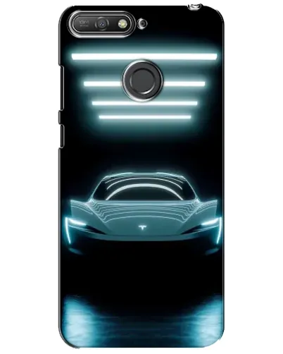 Чехол для Huawei Y6 Prime 2018 с картинкой «Tesla в неоне» Чехол для Huawei Y6 Prime 2018 с картинкой «Tesla в неоне»