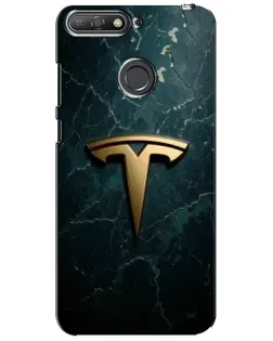 Чехол для Huawei Y6 Prime 2018 с картинкой «Мраморная Tesla Gold»