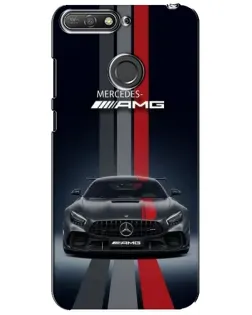 Чехол для Huawei Y6 Prime 2018 с картинкой «Mercedes — белый карбон»