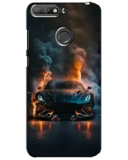 Чехол для Huawei Y6 Prime 2018 с картинкой «Lamborghini дымная эстетика»