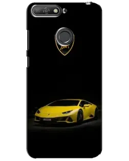 Чехол для Huawei Y6 Prime 2018 с картинкой «Lamborghini желтый акцент»