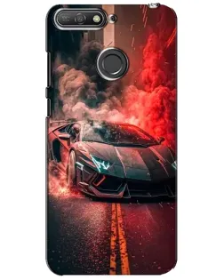 Чехол для Huawei Y6 Prime 2018 с картинкой «Lamborghini красный дым»