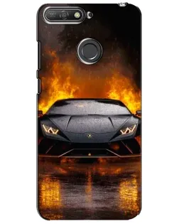 Чехол для Huawei Y6 Prime 2018 с картинкой «Lamborghini в огне»