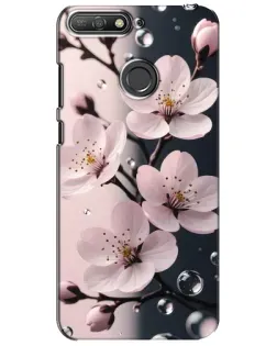 Чехол для Huawei Y6 Prime 2018 с картинкой «Нежная сакура и капли» Чехол для Huawei Y6 Prime 2018 с картинкой «Нежная сакура и капли»