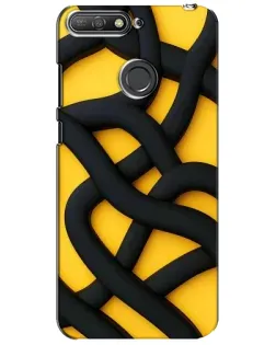 Чехол для Huawei Y6 Prime 2018 с картинкой «Черное желтое переплетение»