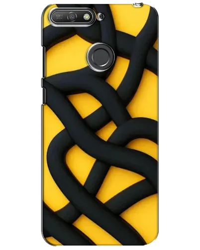 Чехол для Huawei Y6 Prime 2018 с картинкой «Черное желтое переплетение»