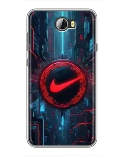 Чехол для Huawei Y5II с картинкой «Техногенный стиль Nike»