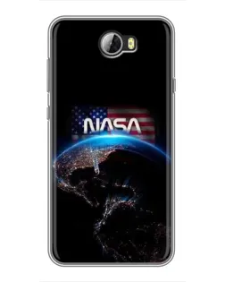 Чехол для Huawei Y5II с картинкой «Земля из космоса NASA»