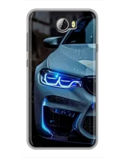 Чехол для Huawei Y5II с картинкой «Взгляд BMW с синими фарами»