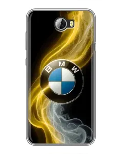 Чехол для Huawei Y5II с картинкой «Золотистый дым BMW»