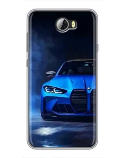 Чехол для Huawei Y5II с картинкой «Голубая BMW M4»