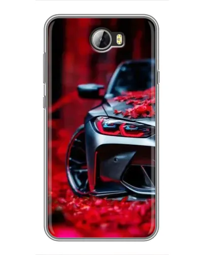 Чехол для Huawei Y5II с картинкой «Спортивная BMW и цветы»